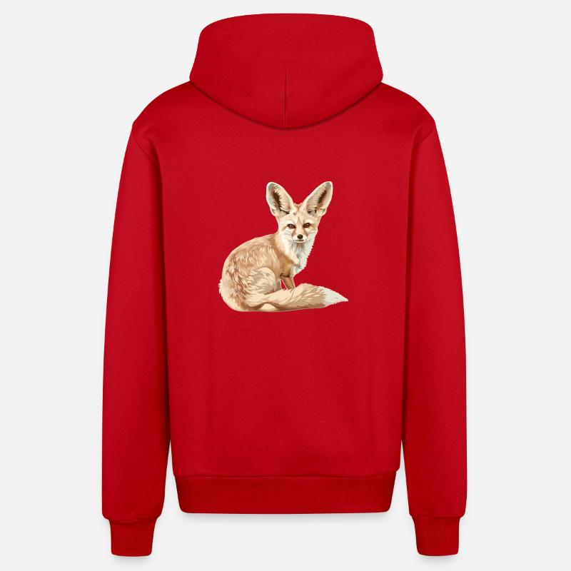 Fennec Fox Fenneks Fennek - Organic Relaxed Hooded Jacket Made in EU - red