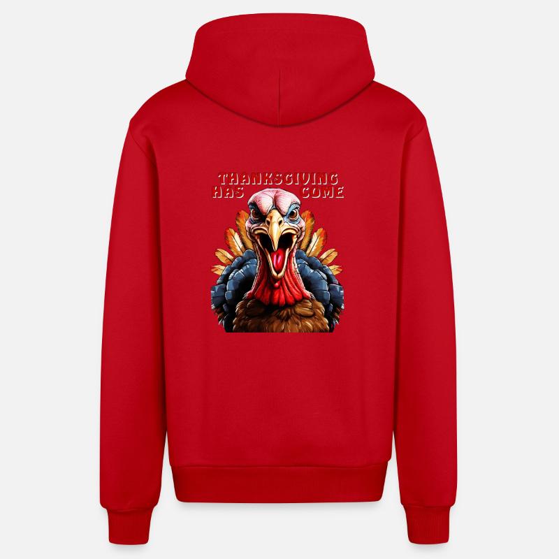 TRUTHAHN THANKSGIVING HAS COME - Organic Relaxed Kapuzenjacke Made in EU - Rot