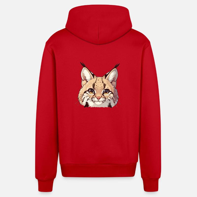 Lynx Luchse Luchs - Veste à capuche bio décontractée fabriquée en UE - rouge