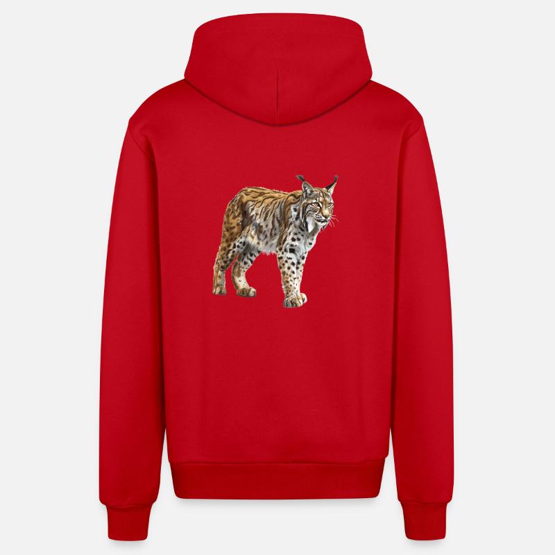 Lynx Luchse Luchs - Veste à capuche bio décontractée fabriquée en UE - rouge