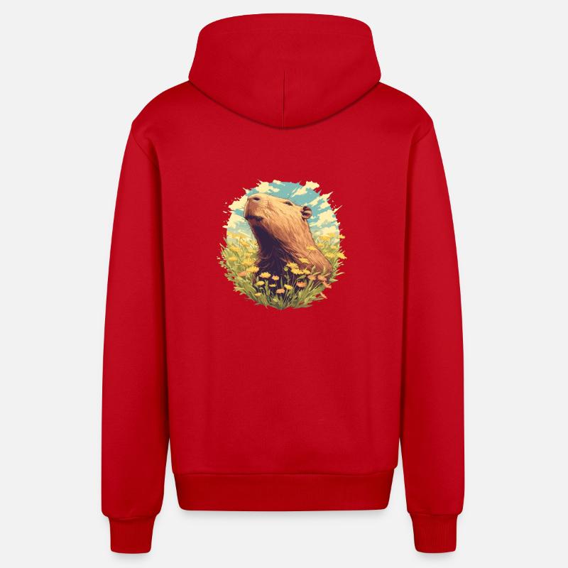 Capybaras Capybara - Veste à capuche bio décontractée fabriquée en UE - rouge