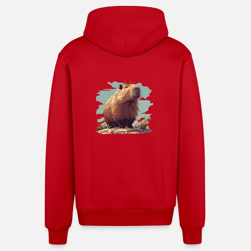 Capybaras Capybara - Veste à capuche bio décontractée fabriquée en UE - rouge