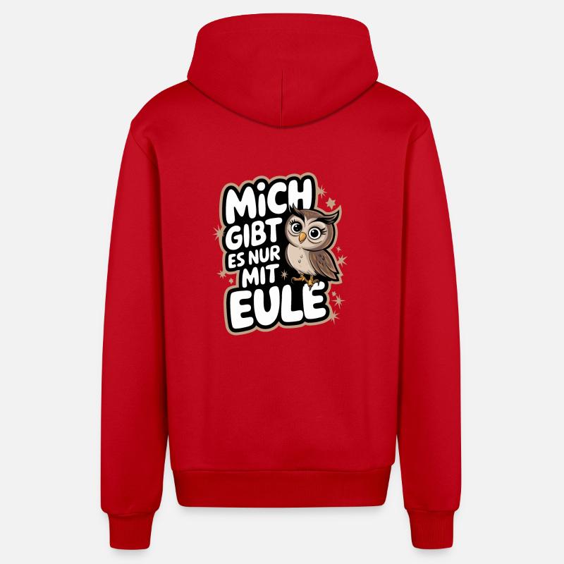 Nachteule Eule Eulen Vogel - Organic Relaxed Kapuzenjacke Made in EU - Rot