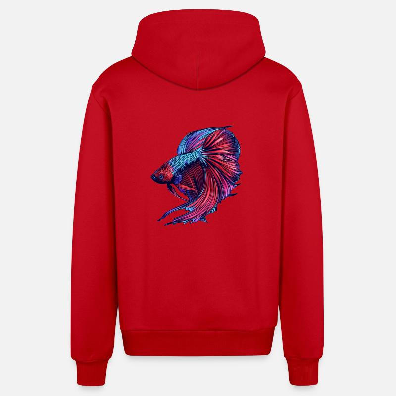 Bettas Betta Poisson Betta - Veste à capuche bio décontractée fabriquée en UE - rouge