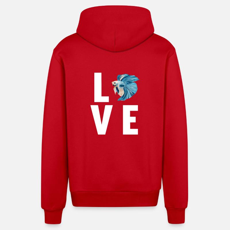 Bettas Betta Fish Betta - Organic Relaxed Hooded Jacket Made in EU - red