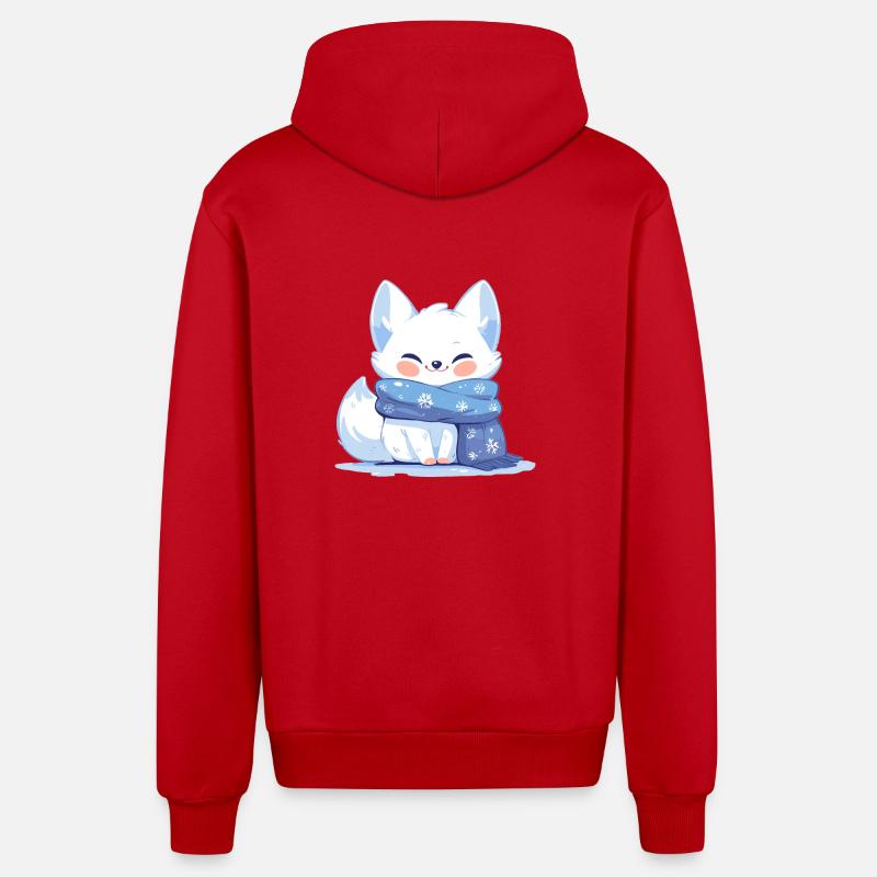 Arctic Fox Polarfüchse Polarfuchs - Organic Relaxed Hooded Jacket Made in EU - red