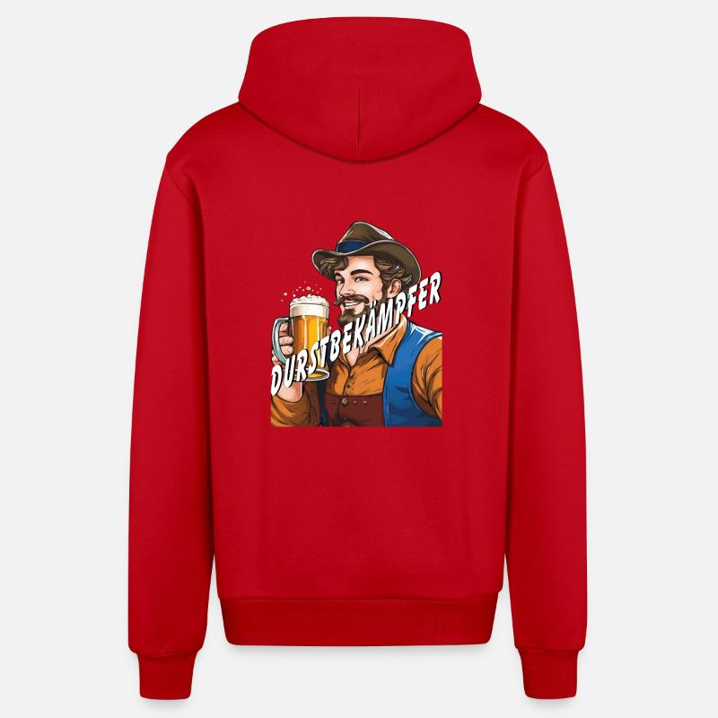 MANN Bier DURSTBEKÄMPFER - Organic Relaxed Kapuzenjacke Made in EU - Rot