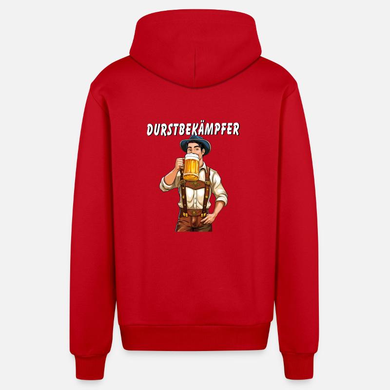 MANN Bier DURSTBEKÄMPFER - Organic Relaxed Kapuzenjacke Made in EU - Rot