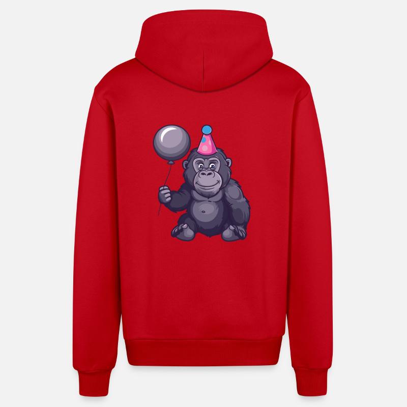 Gorille Anniversaire Bébé - Veste à capuche bio décontractée fabriquée en UE - rouge
