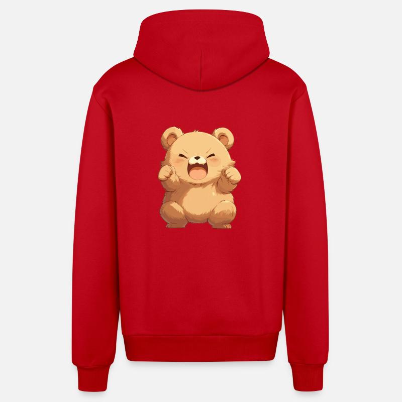 Ours Bären Bär - Veste à capuche bio décontractée fabriquée en UE - rouge