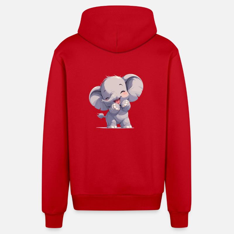 Elephant Elefanten Elefant - Veste à capuche bio décontractée fabriquée en UE - rouge