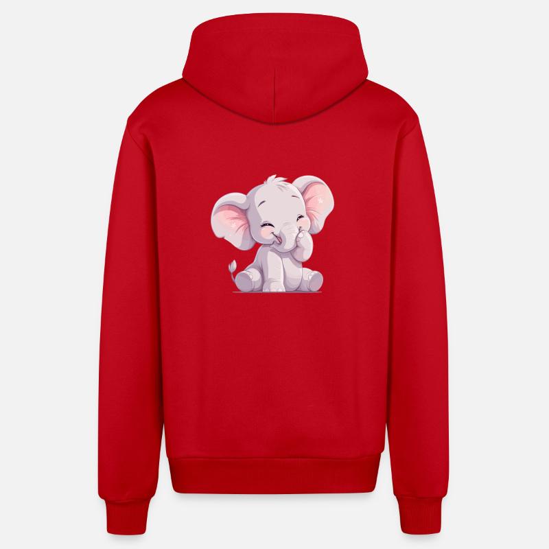 Elephant Elefanten Elefant - Veste à capuche bio décontractée fabriquée en UE - rouge