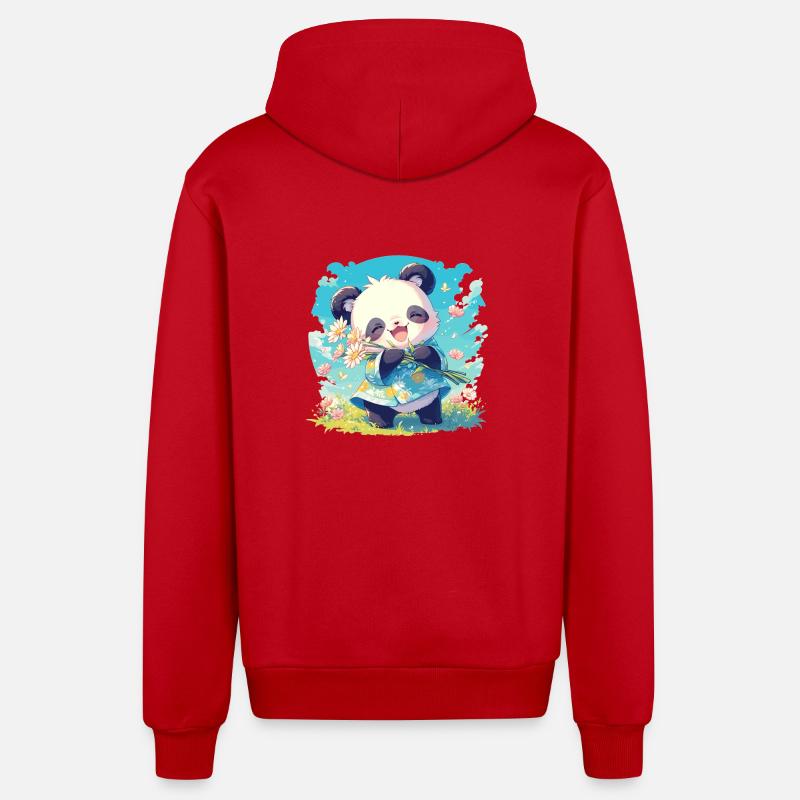Pandas Panda - Veste à capuche bio décontractée fabriquée en UE - rouge