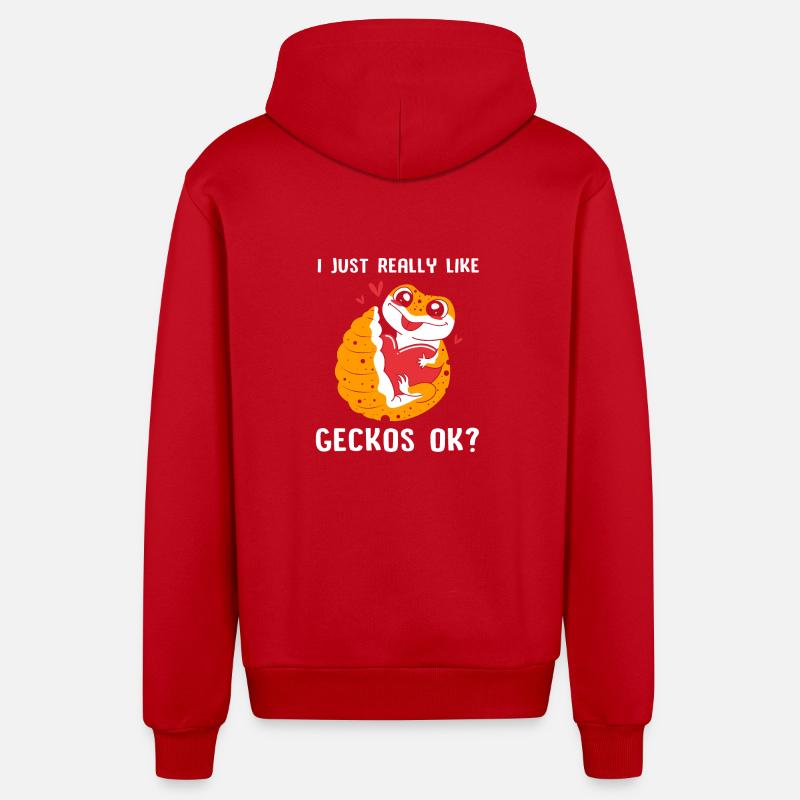 Gecko léopard - Veste à capuche bio décontractée fabriquée en UE - rouge