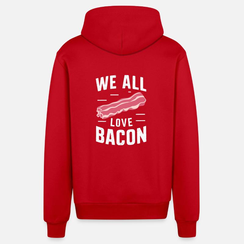Bacon Petit-déjeuner Bacon - Veste à capuche bio décontractée fabriquée en UE - rouge