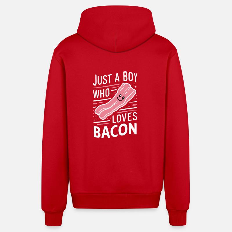 Bacon Petit-déjeuner Bacon - Veste à capuche bio décontractée fabriquée en UE - rouge