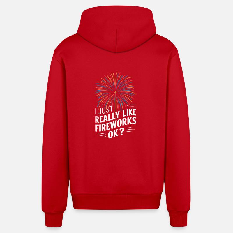 Pyrotechnics Fireworks Pyrotechnics - Organic Relaxed Hooded Jacket Made in EU - red