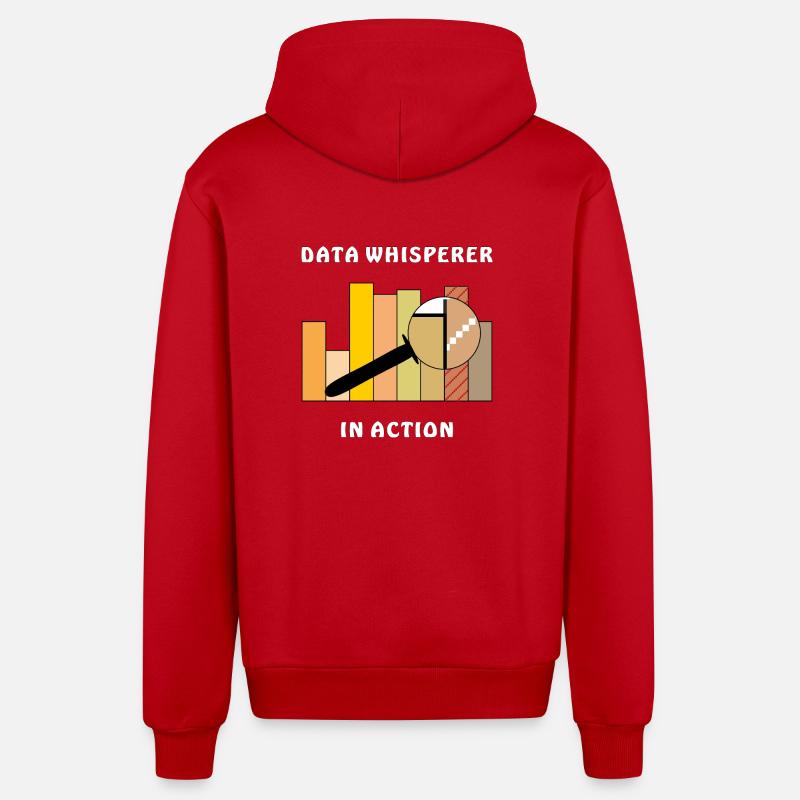DATA WHISPERER IN ACTION - Organic Relaxed Hooded Jacket Made in EU - red