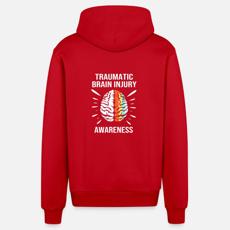 Traumatisme crânien - Veste à capuche bio décontractée fabriquée en UE - rouge