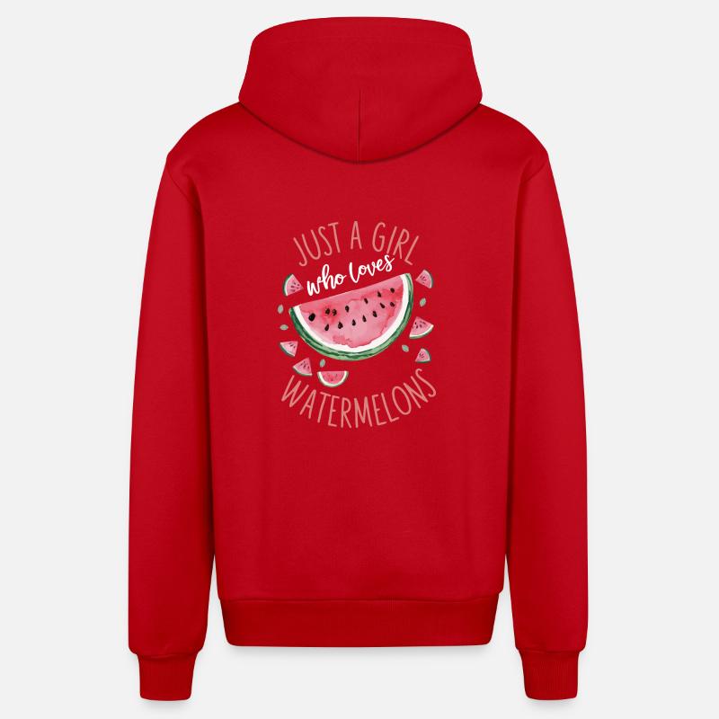 Pastèque, melon, fruit - Veste à capuche bio décontractée fabriquée en UE - rouge