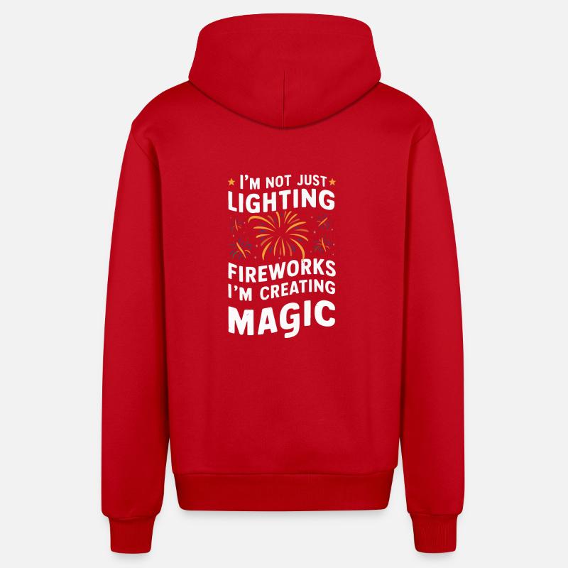Pyrotechnie Feux d’artifice Pyrotechnie - Veste à capuche bio décontractée fabriquée en UE - rouge