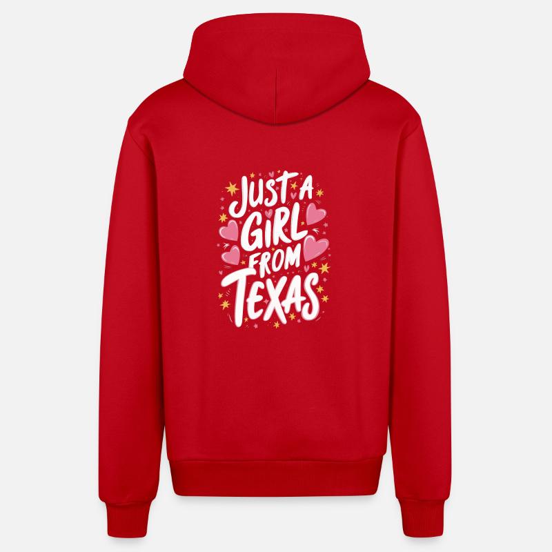 État du Texas Texans Texas - Veste à capuche bio décontractée fabriquée en UE - rouge