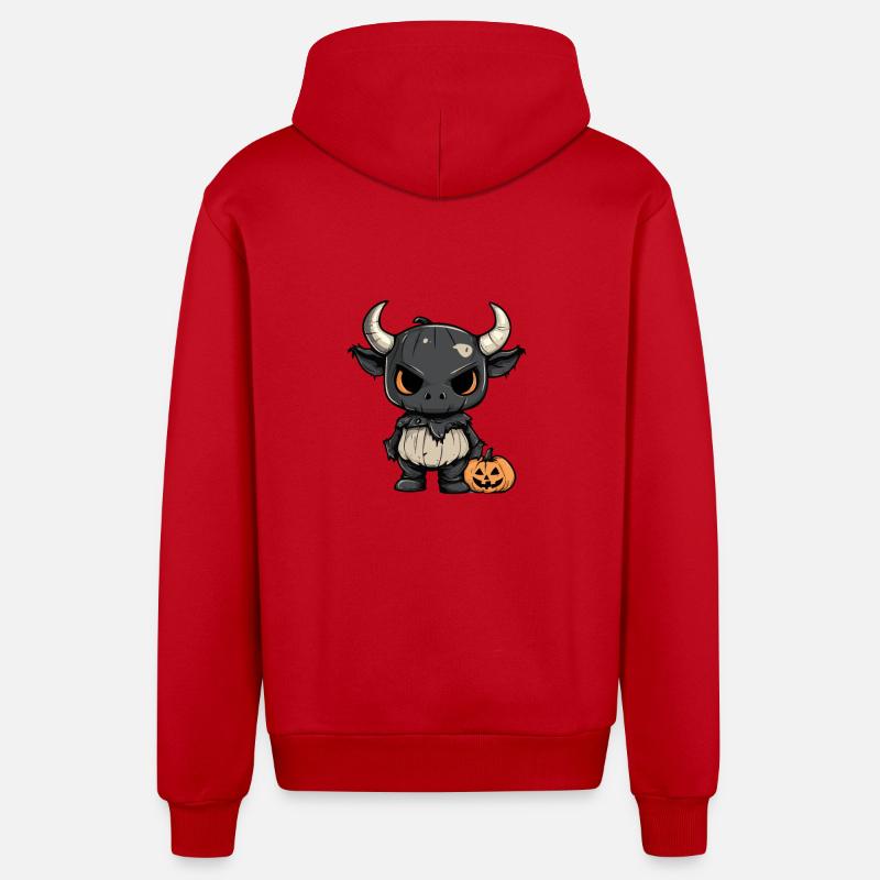 Taureau Halloween Drôle Zombie - Veste à capuche bio décontractée fabriquée en UE - rouge