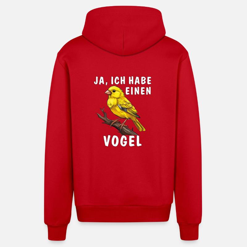 , J’AI UN OISEAU - Veste à capuche bio décontractée fabriquée en UE - rouge