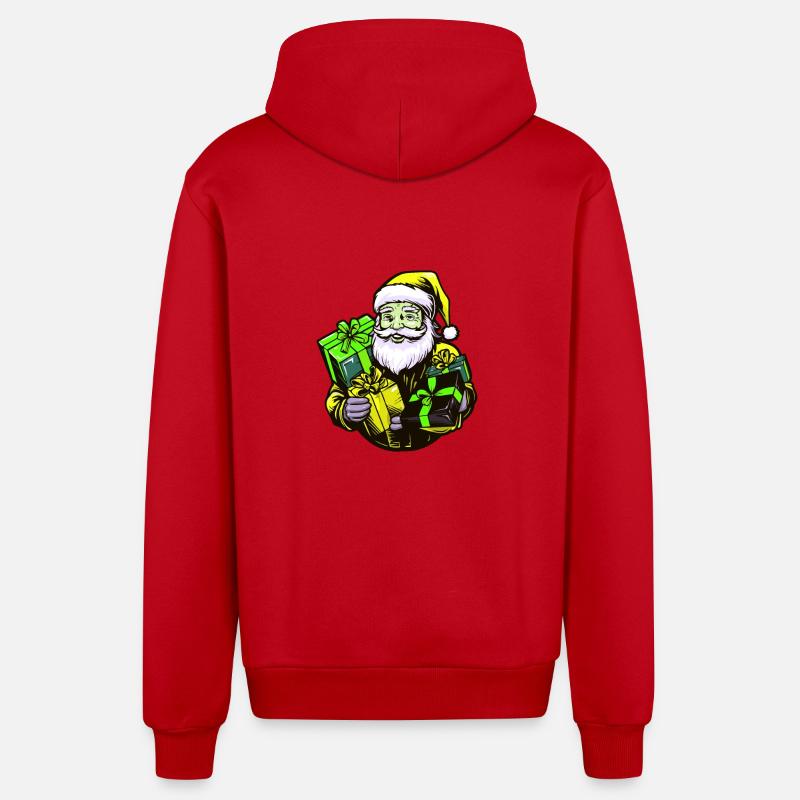 Cadeaux du Père Noël - Veste à capuche bio décontractée fabriquée en UE - rouge