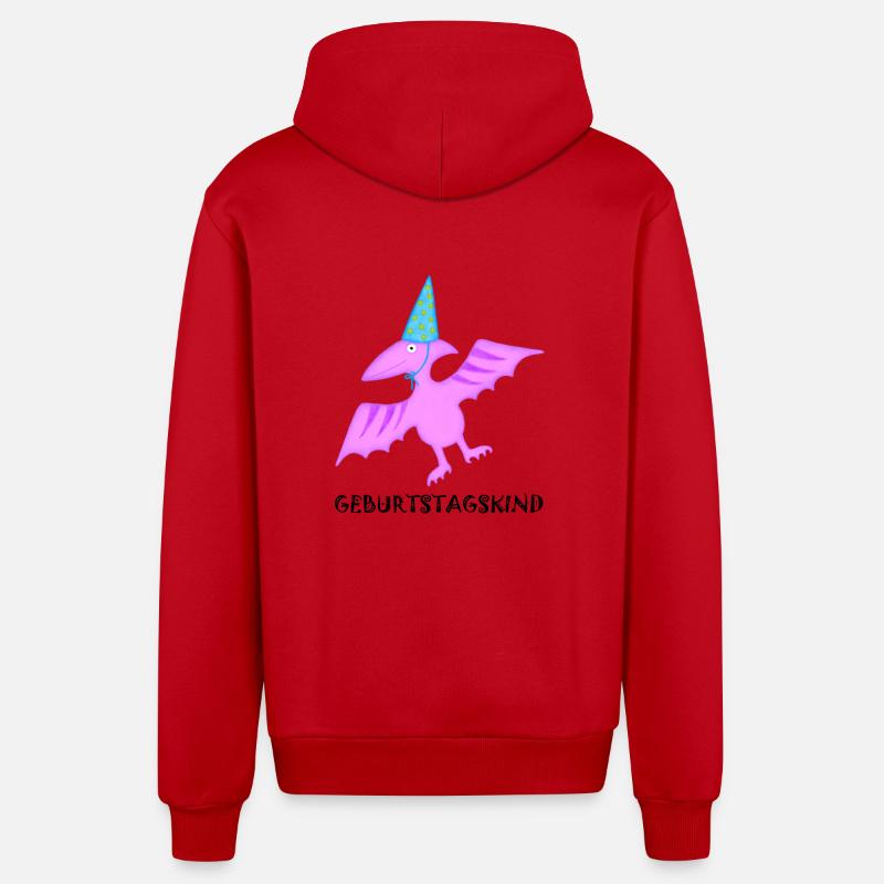 Anniversaire Garçon Ptéranodon Ptérosaure Dinosaure - Veste à capuche bio décontractée fabriquée en UE - rouge