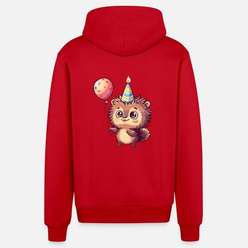 Hérisson Anniversaire Bande Dessinée - Veste à capuche bio décontractée fabriquée en UE - rouge