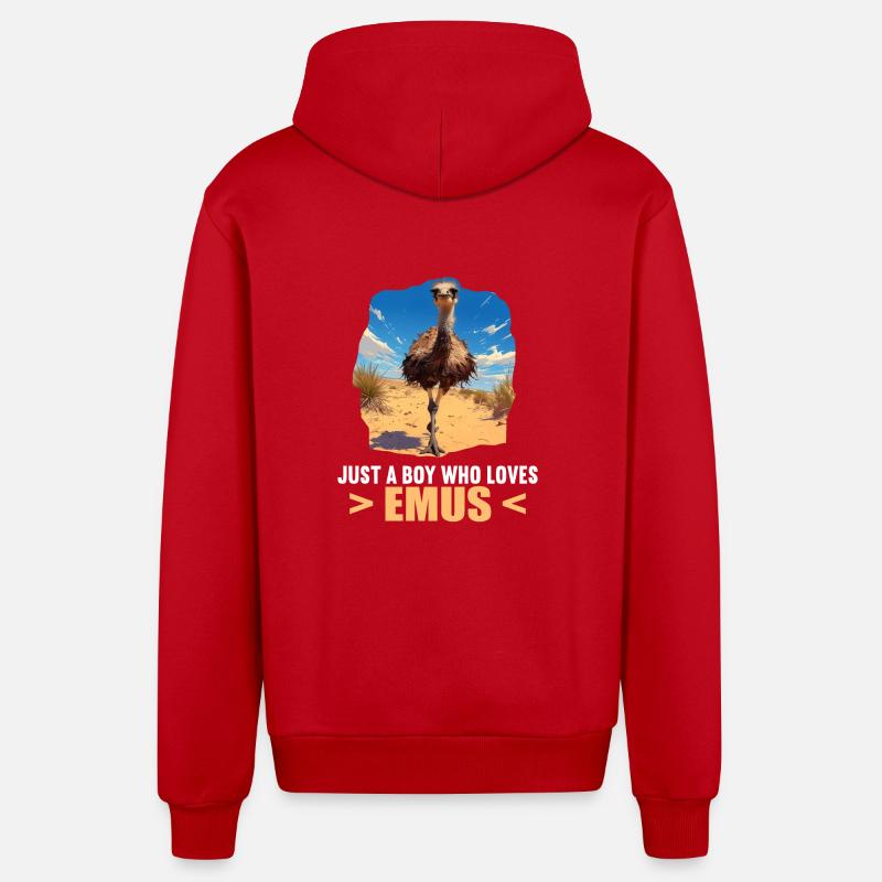 Emus Emu - Veste à capuche bio décontractée fabriquée en UE - rouge