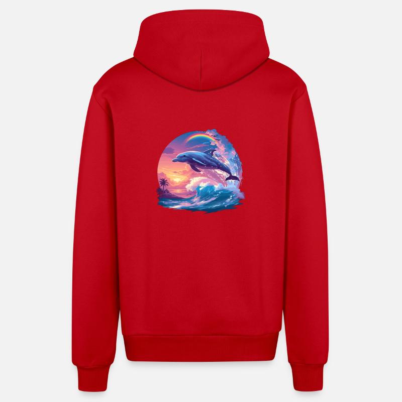 Dauphin Dauphins Dauphin - Veste à capuche bio décontractée fabriquée en UE - rouge