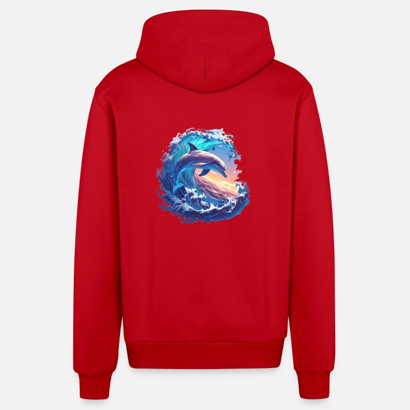 Dauphin Dauphins Dauphin - Veste à capuche bio décontractée fabriquée en UE - rouge