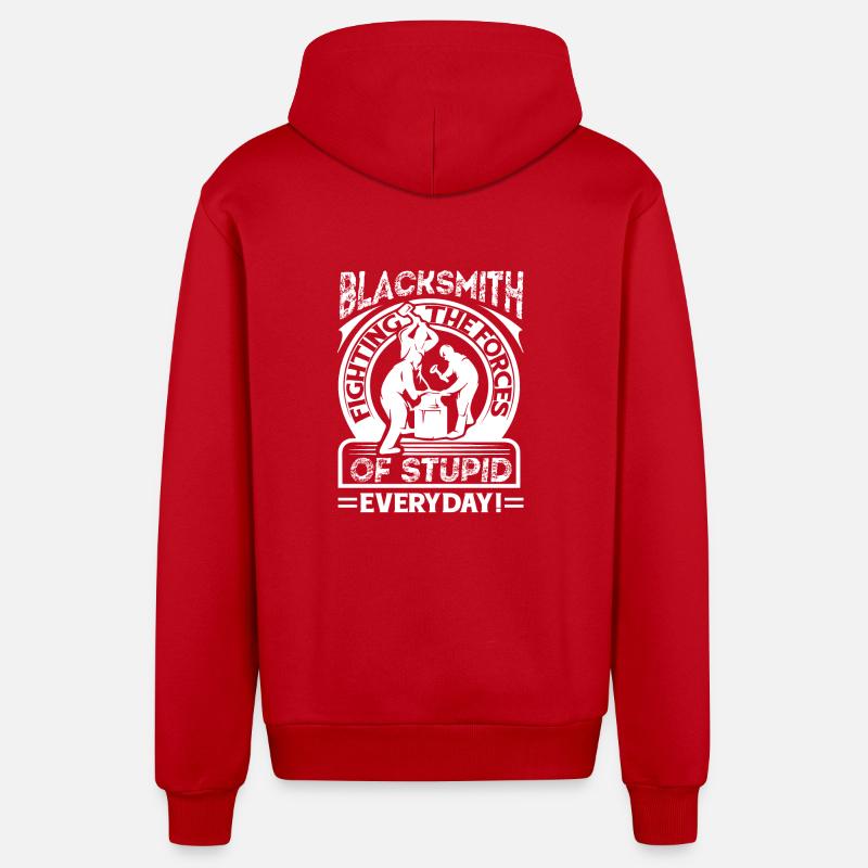 Blacksmith Blacksmith Fighting - Organic Relaxed Hooded Jacket Made in EU - red