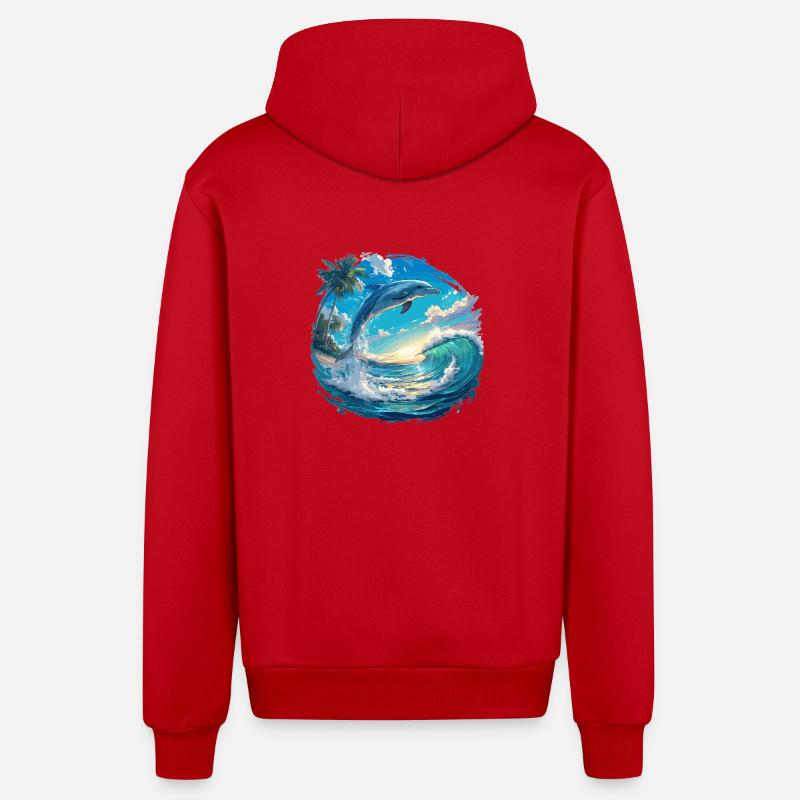 Dauphin Dauphins Dauphin - Veste à capuche bio décontractée fabriquée en UE - rouge