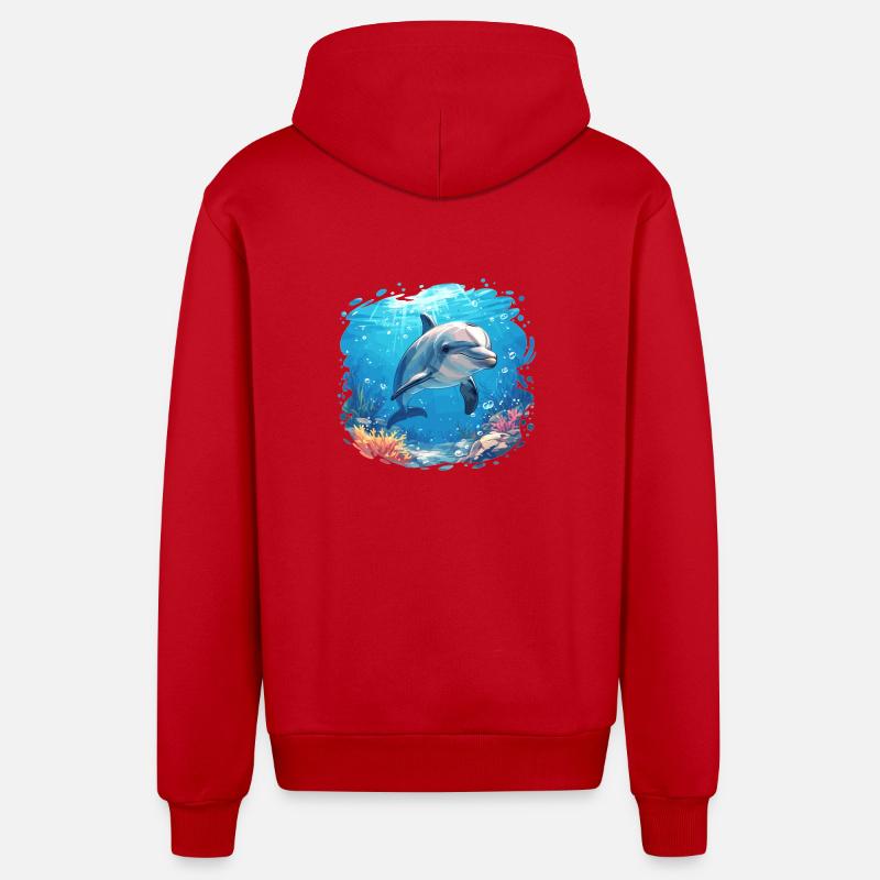 Dauphin Dauphins Dauphin - Veste à capuche bio décontractée fabriquée en UE - rouge