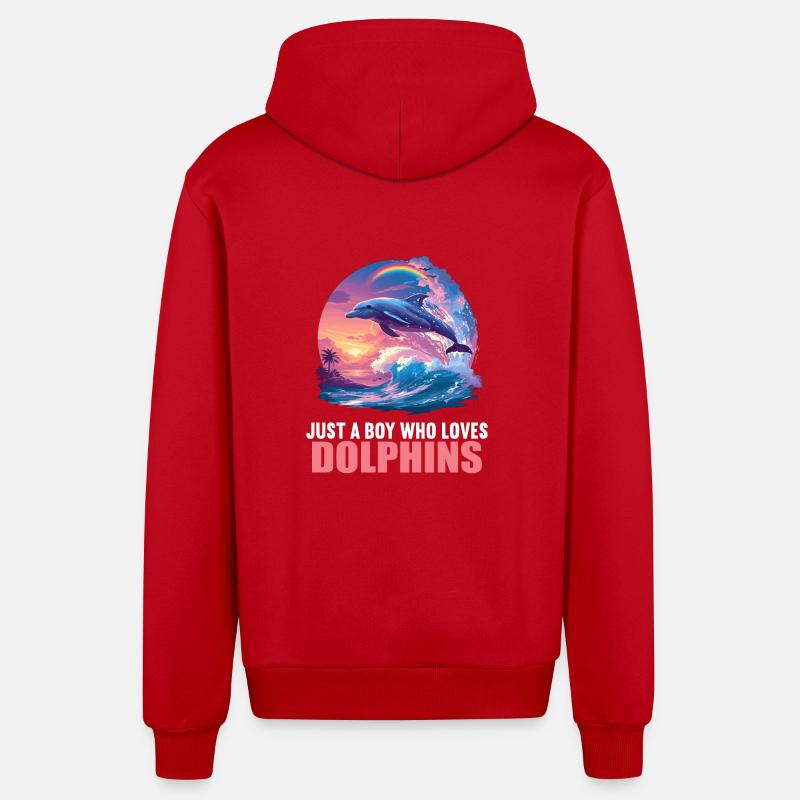 Dauphin Dauphins Dauphin - Veste à capuche bio décontractée fabriquée en UE - rouge