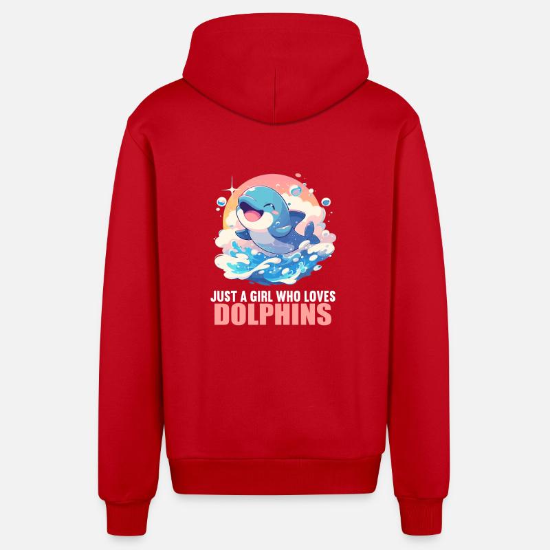 Dauphin Dauphins Dauphin - Veste à capuche bio décontractée fabriquée en UE - rouge