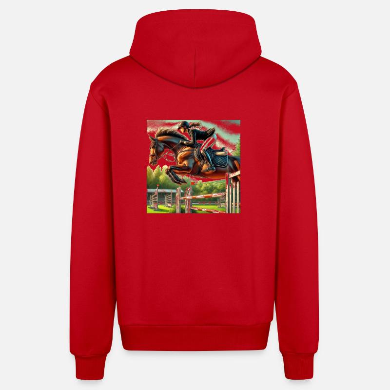 Cavalier de saut d’obstacles - Veste à capuche bio décontractée fabriquée en UE - rouge