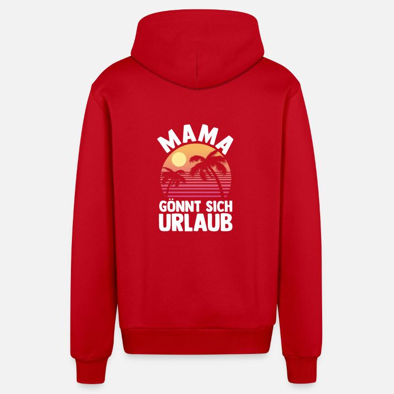 Urlaub Urlauberin Mutter Mama - Organic Relaxed Kapuzenjacke Made in EU - Rot