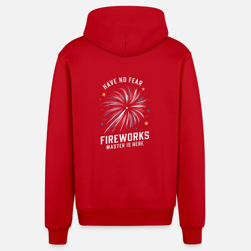 Pyrotechnie Feux d’artifice Pyrotechnie - Veste à capuche bio décontractée fabriquée en UE - rouge