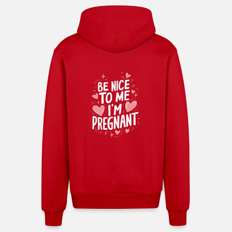 Grossesse Grossesse Accouchement - Veste à capuche bio décontractée fabriquée en UE - rouge