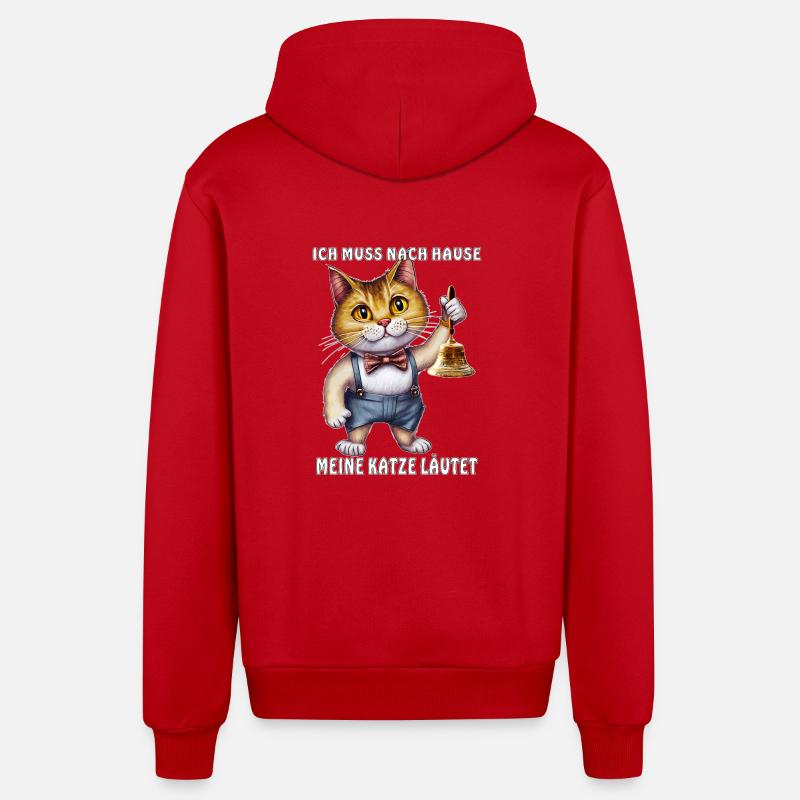 MES BAGUES DE CHAT - Veste à capuche bio décontractée fabriquée en UE - rouge