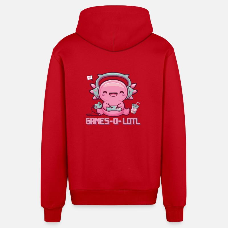 Poisson axolotl - Veste à capuche bio décontractée fabriquée en UE - rouge