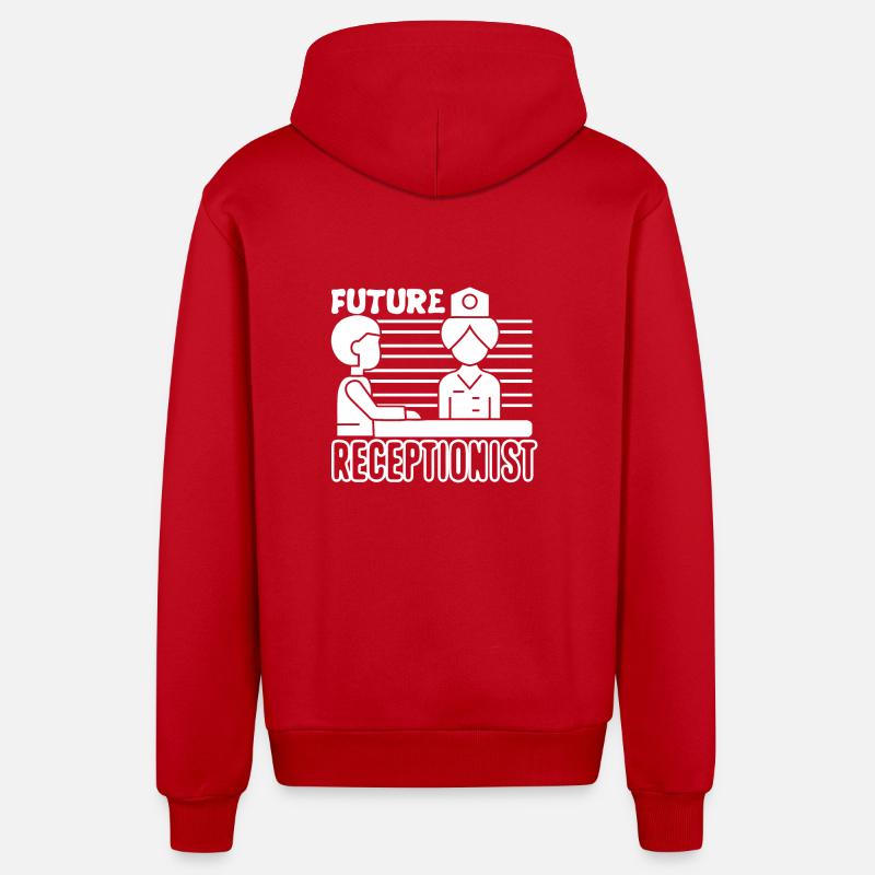 Receptionist Future Receptionist - Organic Relaxed Hooded Jacket Made in EU - red