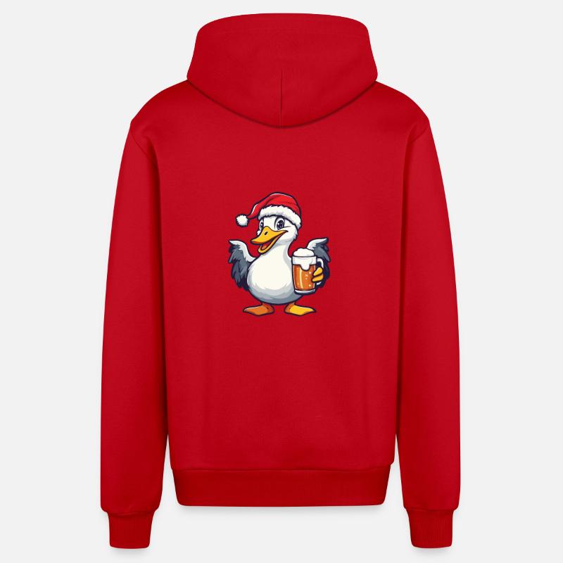 Bière de Noël Goose - Veste à capuche bio décontractée fabriquée en UE - rouge