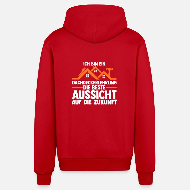 Roofing training apprentice Auzbi roofer - Organic Relaxed Hooded Jacket Made in EU - red