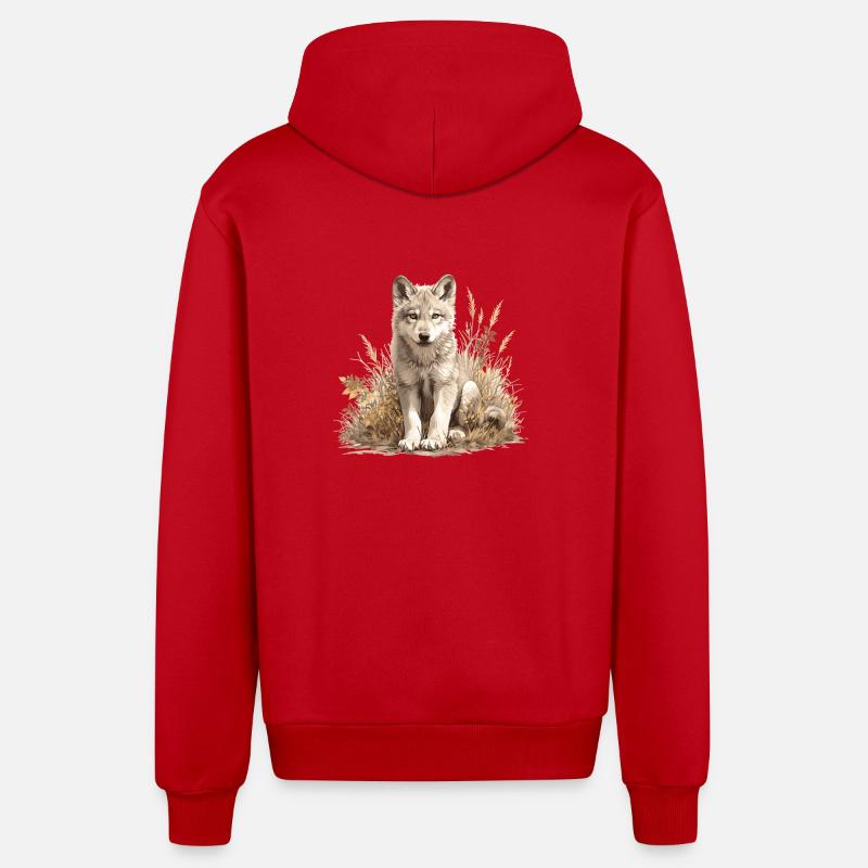 Loups Loup - Veste à capuche bio décontractée fabriquée en UE - rouge