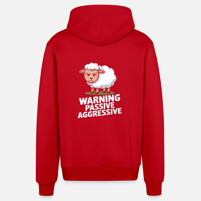 Beware Passive Aggressive Sheep - Organic Relaxed Hooded Jacket Made in EU - red